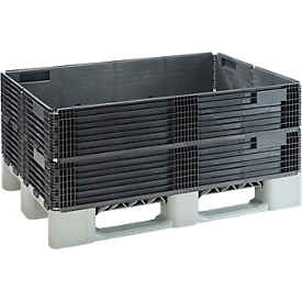KIGA Plastic stacking frame KIGAFRAME®, L 1200 × W 800 × H 200 mm, stackable, PP/PE recycling mix, black