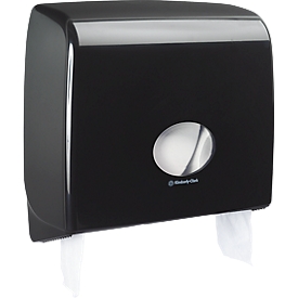 Kimberly-Clark® Aquarius Toilettenpapierspender Non-Stop-Jumbo-Toilet-Tissue 7184, für 1 Großrolle, Sichtfenster, abschließbar, B 446 x T 129 x H 382 mm, schwarz