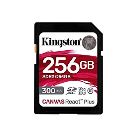 Kingston 256GB Canvas React Plus SDXC UHS-II 300R/260W U3 V90 for Full HD/4K/8K - 256 Go - SD - Classe 10 - UHS-II - 300 Mo/s - 260 Mo/s