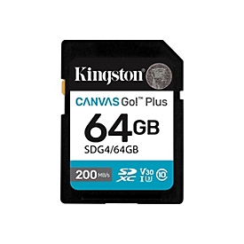 Kingston Canvas Go! Plus - Flash-Speicherkarte - 64 GB - Video Class V30 / UHS-I U3 / Class10 - SDXC UHS-I