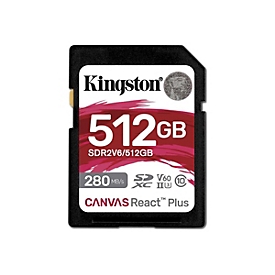 Kingston Canvas React Plus - Flash-Speicherkarte - 512 GB - Video Class V60 / UHS-II U3 / Class10 - SDXC UHS-II