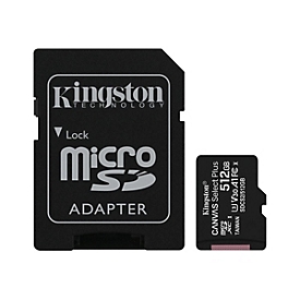 Kingston Canvas Select Carte micSDXC Plus 100R A1 C10 de 512 Go + ADP - 512 Go - SDXC - Classe 10 - UHS-I - 100 Mo/s - 85 Mo/s