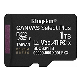 Kingston Canvas Select Plus - Flash-Speicherkarte - 1 TB - A1 / Video Class V30 / UHS-I U3 / Class10 - microSDXC UHS-I