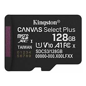 Kingston Canvas Select Plus - Flash-Speicherkarte - 128 GB - A1 / Video Class V10 / UHS-I U1 / Class10 - microSDXC UHS-I