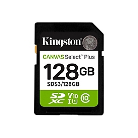 Kingston Canvas Select Plus - Flash-Speicherkarte - 128 GB - Video Class V10 / UHS-I U1 / Class10 - SDXC UHS-I