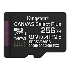 Kingston Canvas Select Plus - Flash-Speicherkarte - 256 GB - A1 / Video Class V10 / UHS-I U1 / Class10 - microSDXC UHS-I