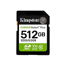 Kingston Canvas Select Plus - Flash-Speicherkarte - 512 GB - Video Class V30 / UHS-I U3 / Class10 - SDXC UHS-I
