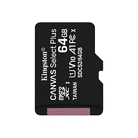 Kingston Canvas Select Plus - Flash-Speicherkarte - 64 GB - A1 / Video Class V10 / UHS Class 1 / Class10 - microSDXC UHS-I