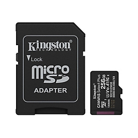 Kingston Canvas Select Plus - Flash-Speicherkarte (SD-Adapter inbegriffen) - 256 GB - A1 / Video Class V10 / UHS-I U1 / Class10 - microSDXC UHS-I