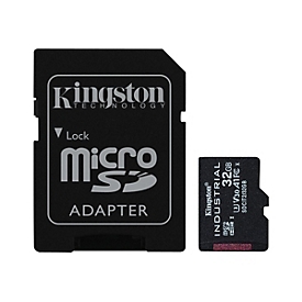 Kingston Carte 32GB microSDHC Industrielle C10 A1 pSLC + adaptateur SD - 32 Go - MicroSDHC - Classe 10 - UHS-I - 100 Mo/s - 80 Mo/s