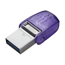 Kingston DataTraveler 128 Go microDuo 3C 200 Mo/s dual USB-A + USB-C - 128 Go - USB Type-A / USB Type-C - 3.2 Gen 1 (3.1 Gen 1) - 200 Mo/s - Autres - Acier inoxydable - Violet