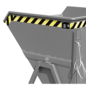 Kippmulde Bauer KS 550, Stahl, grau, B 1245 x T 1200 x H 1170 mm, 550 l, bis 1000 kg, Rollen, Manuelle Kippvorrichtung