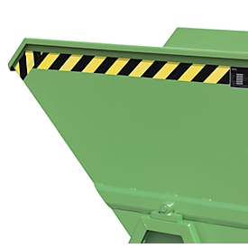 Kippmulde Bauer KS 700, Stahl, grün, B 1340 x T 1200 x H 1275 mm, 700 l, bis 1000 kg, Rollen, Manuelle Kippvorrichtung