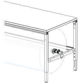 Kit d'axe pour table d'emballage System Flex Hüdig+Rocholz, pour largeur de table de 1600 mm