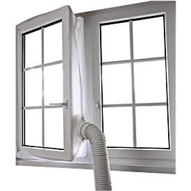 Kit d'évacuation de l'air des climatiseurs, pour fenêtre jusqu'à 4 m, hydrofuge, lavable jusqu'à 40°, bande velcro incluse, polyester, blanc