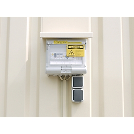 Kit d'installation électrique pour conteneur de matériel MC 1100-1600, selon VDE, lampe LED de 9 W & 4000 K, raccordement fixe, prise de courant Schuko, IP44