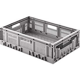 Klappbox, stapelbar, Traglast 20 kg, 600 x 400 x 170 mm, grau