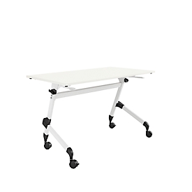 Klapptisch, mit 4 feststellbaren Rollen, Rechteck, Rundrohr, B 1200 x T 600 x H 720 mm, weiß/weiß