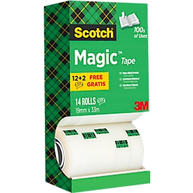 Klebeband Scotch® Magic™ 8R14TPR, beschreibbar, unsichtbar, mattweiß, 14 Rollen Sparpaket