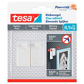 Klebenagel tesa®, für Tapete & Putz, Haftkraft bis 0,5 kg, ablösbar, 2 Stück