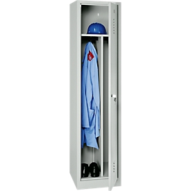Kledinglocker, 1 deur, B 400 x H 1800 mm cilinderslot, lichtgrijs