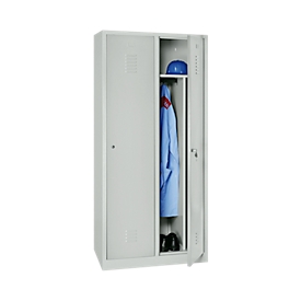 Kledinglocker, 2 deuren, B 800 x H 1800 mm cilinderslot, lichtgrijs