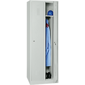 Kledinglocker, 2 deuren, cilinderslot, B 500 x H 1800 mm lichtgrijs