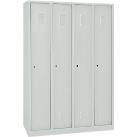 Kledinglocker - stalen - B 1170 x D 500 x H 1800 mm - 4 deuren - cilinderslot - lichtgrijs