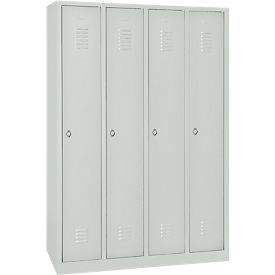 Kledinglocker - stalen - B 1170 x H 1800 mm - 4 deuren - draaislot- lichtgrijs