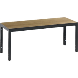 Kleedbank Basic Plus, voor vochtige ruimtes, zonder rugleuning, 4-poots frame zwartgrijs RAL 7021, zonder schoenenrek, B 1000 mm, decor eiken Serrano