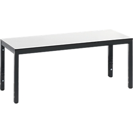 Kleedbank Basic Plus, voor vochtige ruimtes, zonder rugleuning, 4-poots frame zwartgrijs RAL 7021, zonder schoenenrek, B 1000 mm, decor wit