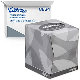 Kleenex® Mouchoirs cosmétiques 8834, 2 plis, 12 boîtes de 88 mouchoirs, retrait individuel, blanc