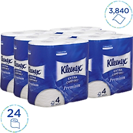 Kleenex® Toilet paper 8484, 4-ply, 6 packs of 4 rolls each, 160 sheets/roll, white