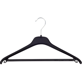 Kleerhanger HL 240 - met broekhouder - kunststof - L 400 mm - zwart - 10 stuks