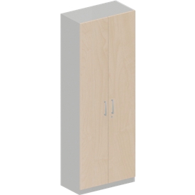 Kleerkast TETRIS SOLID - B 800 x D 412 x H 2239 mm - 1 legbord en kledingstang - afsluitbaar -  blank alu en ahorn decor - ons merk Schäfer Shop Genius 