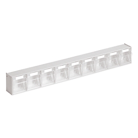 Kleinteilemagazin MultiStore, Reihengröße 9, B 600 x T 51 x H 77 mm, Volumen 0,9 l, stapelbar, Polystyrol, weiß/transp.