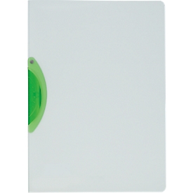 Klemmhefter Kolma Easy Plus, A4, für bis zu 30 Blatt, transparenter KolmaFlex-Kunststoff, mit grüner Klemme