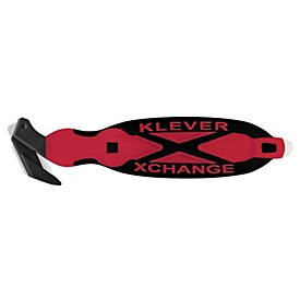 KLEVER Couteau de sécurité XChange 35, avec marqueur pour ruban adhésif/grattoir/oeillet de suspension, L 180 x l 38 x H 10 mm, rouge-noir