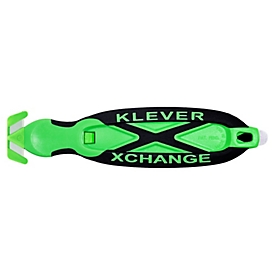 KLEVER safety knife XChange 35 KLEEN, antibacterial, with strap splitter/hanging loop, L 165 x W 38 x H 10 mm, green-black