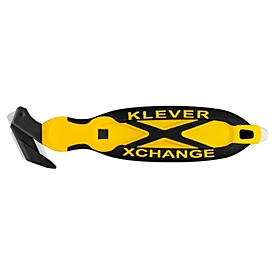 KLEVER veiligheidsmes XChange 35, met plakbandkrabber/schraper/hanglus, L 180 x B 38 x H 10 mm, geel-zwart
