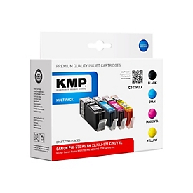 KMP MULTIPACK C107PIXV - 4er-Pack - Hohe Ergiebigkeit - Schwarz, Gelb, Cyan, Magenta - Tintenpatrone (Alternative zu: Canon CLI-571YXL, Canon PGI-570PGBKXL, Canon CLI-571MXL, Canon CLI-571CXL, Canon 0332C001, Canon 0333C001, Canon 0334C001, Canon ...