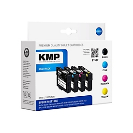 KMP MULTIPACK E158V - 4er-Pack - Schwarz, Gelb, Cyan, Magenta - kompatibel - Tintenpatrone (Alternative zu: Epson T1801, Epson T1802, Epson T1803, Epson T1804, Epson T1806) - für Epson Expression Home XP-212, 215, 225, 312, 315, 322, 325, 412, 415...