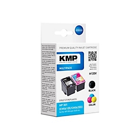 KMP MULTIPACK H135V - 2er-Pack - Schwarz, Farbe (Cyan, Magenta, Gelb) - kompatibel - Tintenpatrone (Alternative zu: HP 301, HP CH561EE, HP CH562EE) - für Deskjet 1050A J410, 1051A J410, 10XX, 10XX J410, 15XX, 2000, 2050 J510, 2050A J510
