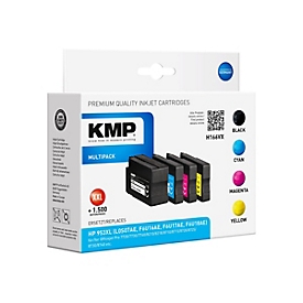 KMP MULTIPACK H166VX - 4er-Pack - Hohe Ergiebigkeit - Schwarz, Gelb, Cyan, Magenta - Tintenpatrone (Alternative zu: HP F6U18AE, HP F6U16AE, HP F6U17AE, HP L0S70AE)