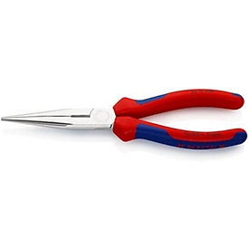 KNIPEX Flachrundzange 200mm, verchromt, Storchenschnabelzange, Mehrkomponenten-Griff, DIN ISO 5745