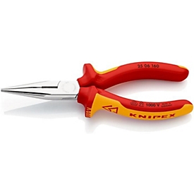 KNIPEX Flachrundzange DIN ISO 5745, L 160 mm, VDE-isoliert bis 1000 V, verchromt, Vanadin-Elektrostahl