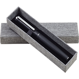 KOLMA pencil box, made of RPET, textile-like surface, velvety base, W 40 x D 165 x H 23 mm, gray
