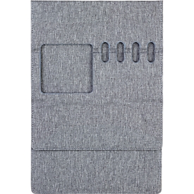 KOLMA Tapis de souris multifonctions, en RPET, pliable, avec porte-stylos et porte-smartphone, L 215 x H 315 mm, gris