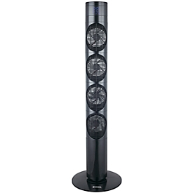 Kolomventilator Dolmen met 4 ventilatoren, B 340 x D 340 x H 1170 mm, 3 snelheden, 3 modi, LED-display, met afstandsbediening, 25 W, zwart