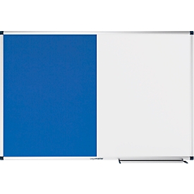 Kombiboard Legamaster UNITE, Pinboard & Whiteboard, B 900 x T 12,6 x H 600 mm, Markerablage, lackierter Stahl & Filz, weiß & blau